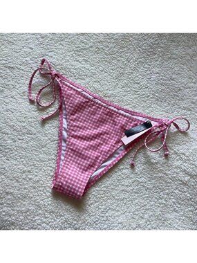 Victoria's Secret pink gingham strappy bikini bottoms